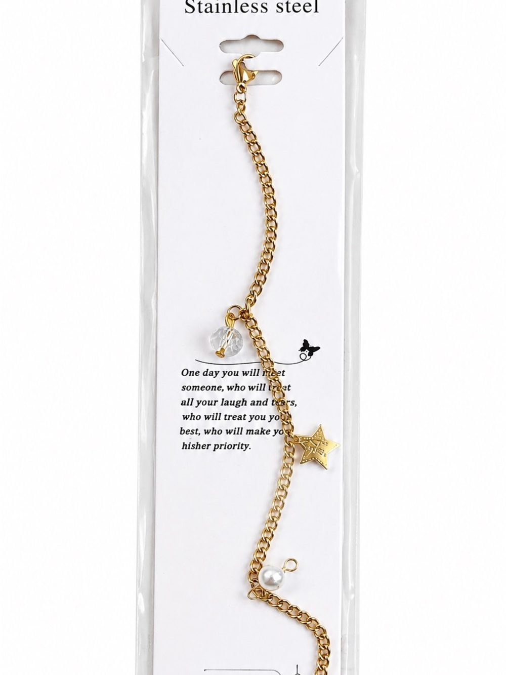 Gold Star & Pearl Charm Anklet - Women Jewelry Bracelet